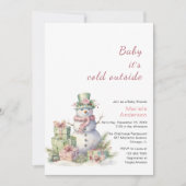 冬メリークリスマス雪だるま水の色のベビー翔 招待状 (正面)