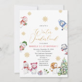 冬メリークリスマス雪だるま水の色のベビー翔 招待状 (正面)