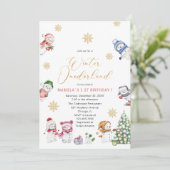 冬メリークリスマス雪だるま水の色のベビー翔 招待状 (スタンド正面)