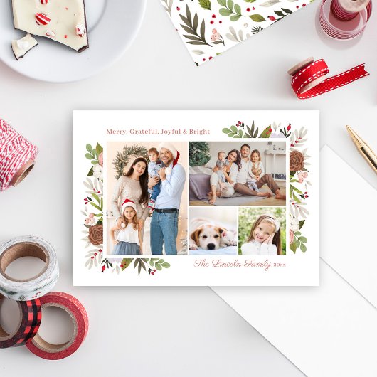 冬メリーフローラ4写真ファミリーフォトコラージュ シーズンカード