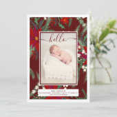 冬モダンのクリスマスフローラ写真ベビー誕生 案内状 (スタンド正面)
