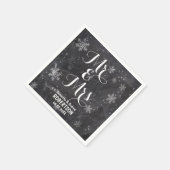 冬モダンの雪のチョーク結婚ボード スタンダードカクテルナプキン (角)