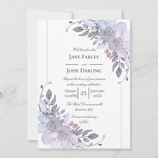 冬モダンフローラ招待状 招待状 (正面)