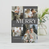 冬モダンメリー4フォトブラックウォーター色クリスマス シーズンカード (スタンド正面)