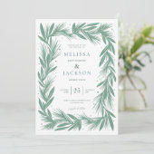 冬モダンリースフレ結婚ームの緑 招待状 (スタンド正面)