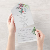 冬モダン松の果実と雪のグレーディナー オールインワン招待状 (貼ってはがせる)