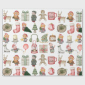 冬モダン松の緑とクマ ラッピングペーパー (フラット)