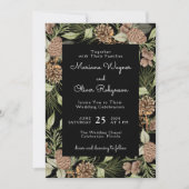 冬モダン松の黒白エレガントな結婚式 招待状 (正面)