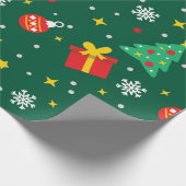 冬モダン松グリーンツリークリスマス ラッピングペーパー (角)