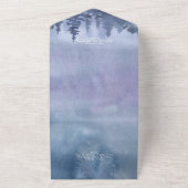 冬モダン林ブルーウォーター色なしディナー オールインワン招待状 (外側)