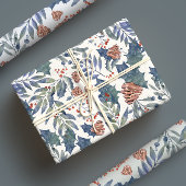 冬モダン林素朴植物松 ラッピングペーパーシート