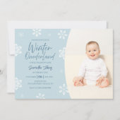 冬モダン私たちの小さな雪の結晶1日 招待状 (正面)