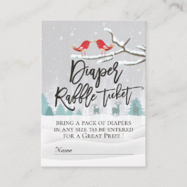 冬モダン赤ちゃんシャワーおむつラッフルチケット エンクロージャーカード