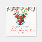 冬モダン赤クリスマスサンタベビーシャワー スタンダードカクテルナプキン (正面)