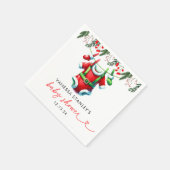 冬モダン赤クリスマスサンタベビーシャワー スタンダードカクテルナプキン (角)