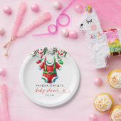 冬モダン赤クリスマスサンタベビーシャワー ペーパープレート (パーティー)