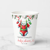冬モダン赤クリスマスサンタベビーシャワー 紙コップ (正面)