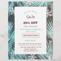 冬モダン雪の休日セールプロモーションチラシ