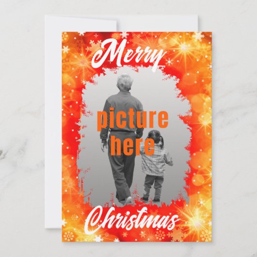 冬モダン雪の結晶メリークリスマスパーティー 招待状 (正面)