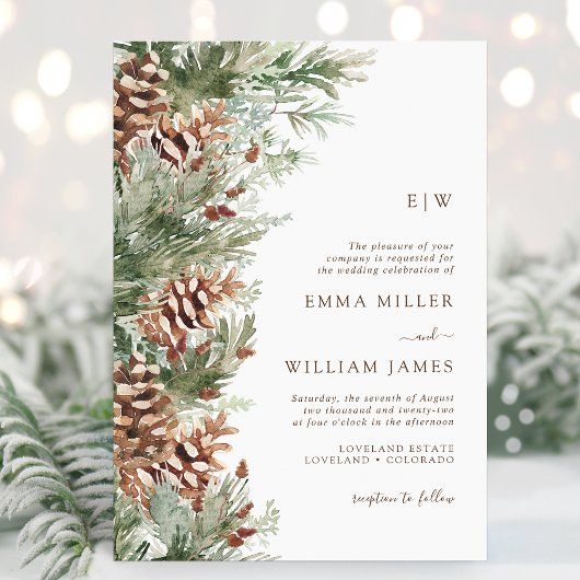 冬モノグラムのの結婚式 招待状