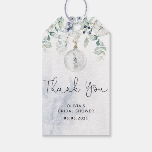 冬ユーカリブライダルシャワーギフトラベル ギフトタグ (正面)