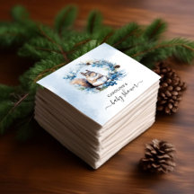 冬リス水色ベビーシャワー