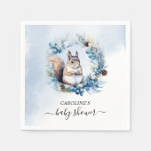 冬リス水色ベビーシャワー スタンダードカクテルナプキン (正面)