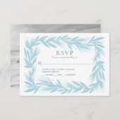 冬リースオンホワイトウェディングモダンRSVPカード 出欠カード (正面/裏面)
