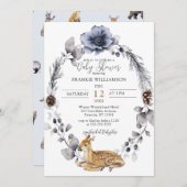 冬リースディアウッドランドベビーシャワー招待状 招待状 (正面/裏面)