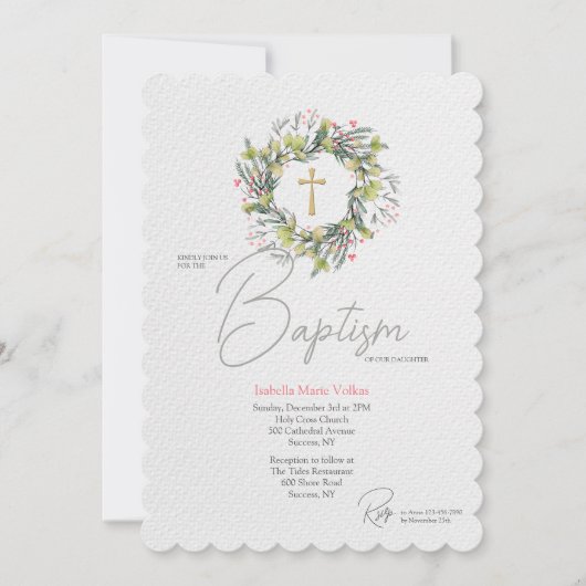 冬リース宗教招待状 招待状 (正面)