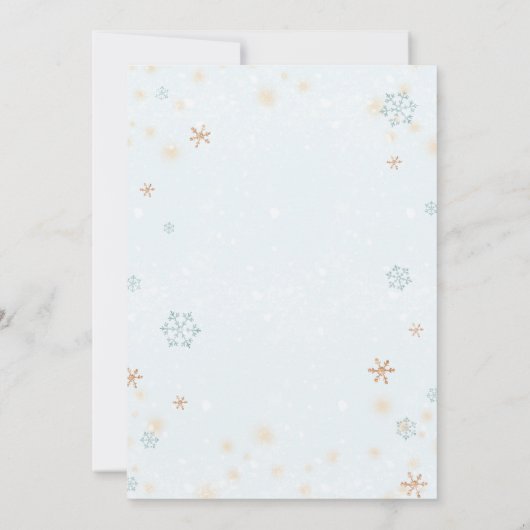 冬ワンダーランドブルー男の赤ちゃんシャワースプリンクル 招待状 (裏面)