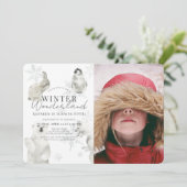 冬ワンダーランド北極動物ボーイ誕生日 招待状 (スタンド正面)