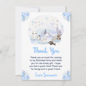 冬ワンダーランド北極動物誕生日パーティー サンキューカード (正面)