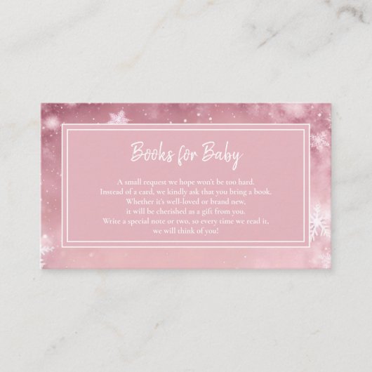 冬ワンダーランド女の子ベビーシャワーブックベビー エンクロージャーカード (正面)