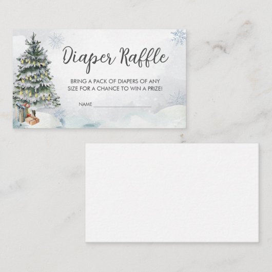 冬ワンダーランド赤ちゃんシャワーおむつラッフル エンクロージャーカード (正面/裏面)