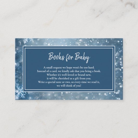 冬ワンダーランド赤ちゃんシャワー図書リクエスト エンクロージャーカード (正面)