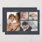 冬ワンダーランド金ゴールド木炭ファミリー4枚の写真 シーズンカード (正面/裏面)