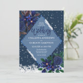 冬ワンダーランド雪のフローラの水の色結婚の 招待状 (スタンド正面)