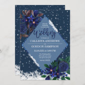 冬ワンダーランド雪のフローラの水の色結婚の 招待状 (正面/裏面)
