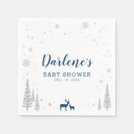 冬ワンダーランド雪の赤ちゃんシャワーペーパーナプキン スタンダードカクテルナプキン