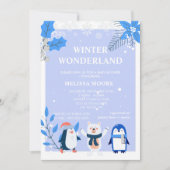 冬ワンダーランド青ペンギンホッキョクグマ 招待状 (正面)