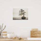 冬中国ののニレ盆栽 ポスター (キッチン)