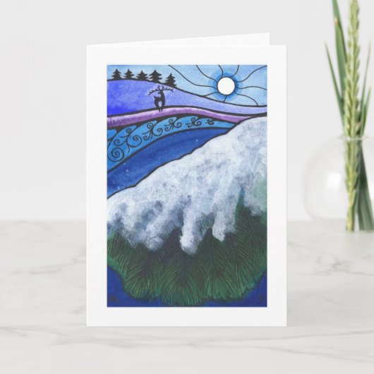 冬休みかクリスマスカード、"遠いシカ" シーズンカード (正面)