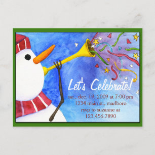 冬休みのパーティの招待状 インビテーションポストカード