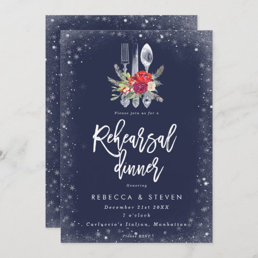 冬休みのフローラリハーサルディナー招待 招待状 (正面/裏面)