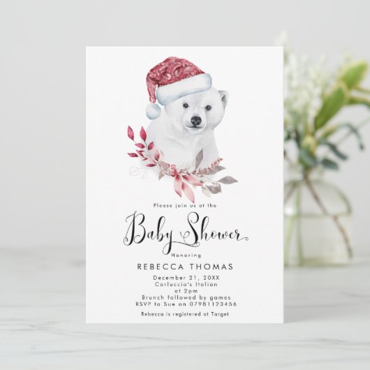 冬休みの北極熊のベビーシャワーの招待 招待状 (スタンド正面)