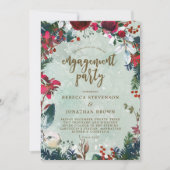 冬休みの雪の婚約パーティの招待 招待状 (正面)