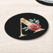 冬休みイニシャルコースターレターA ラウンドペーパーコースター (アングル)