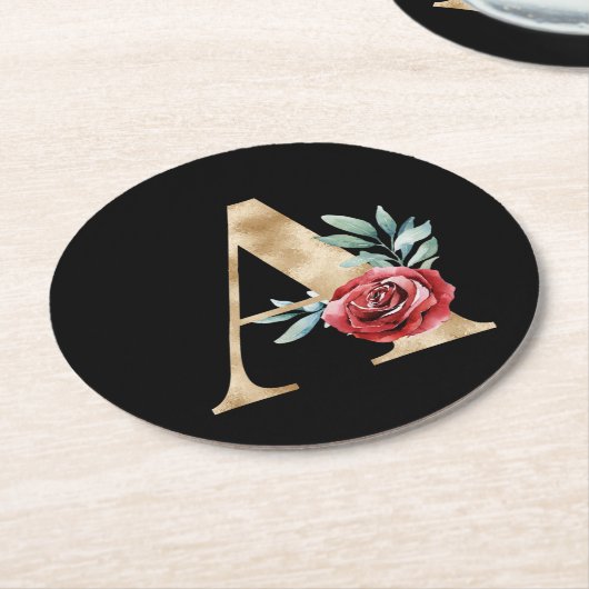 冬休みイニシャルコースターレターA ラウンドペーパーコースター (アングル)