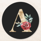 冬休みイニシャルコースターレターA ラウンドペーパーコースター (正面)